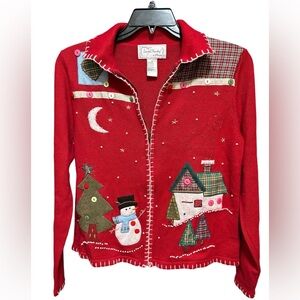 Sarah Bentley women’s size Medium full zip cardigan sweater‎